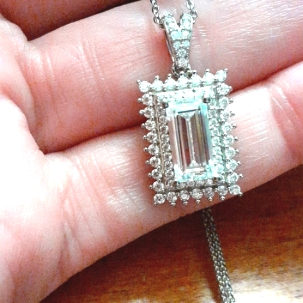 MOISSANITE FANCY BAGUETTE HALO NECKLACE